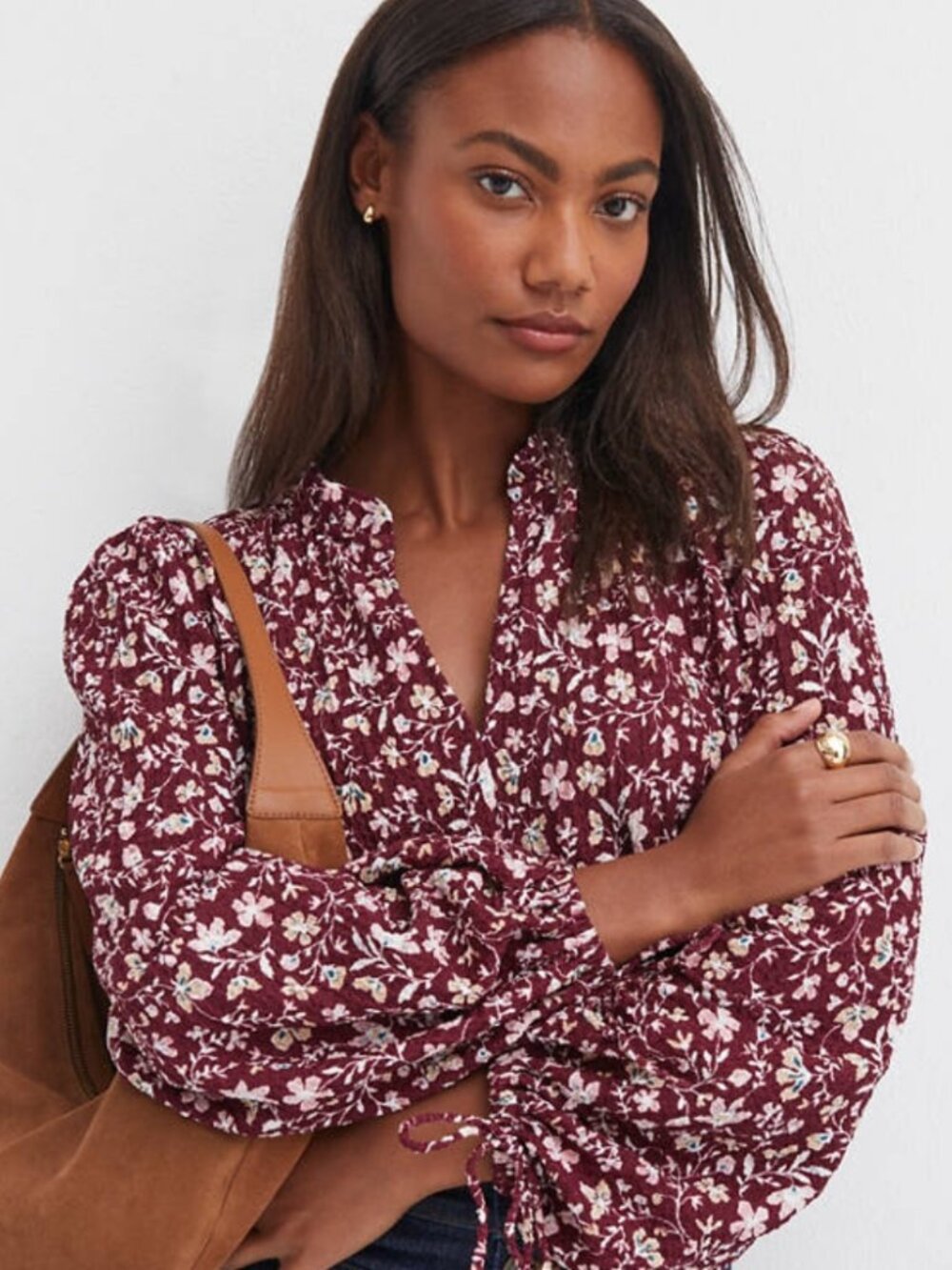 LOFT | Floral Crinkle Top